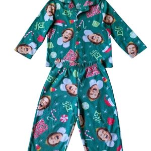 Elf 2 Piece Kids Christmas Pajamas - Matching Loungewear Set -Sz 2T